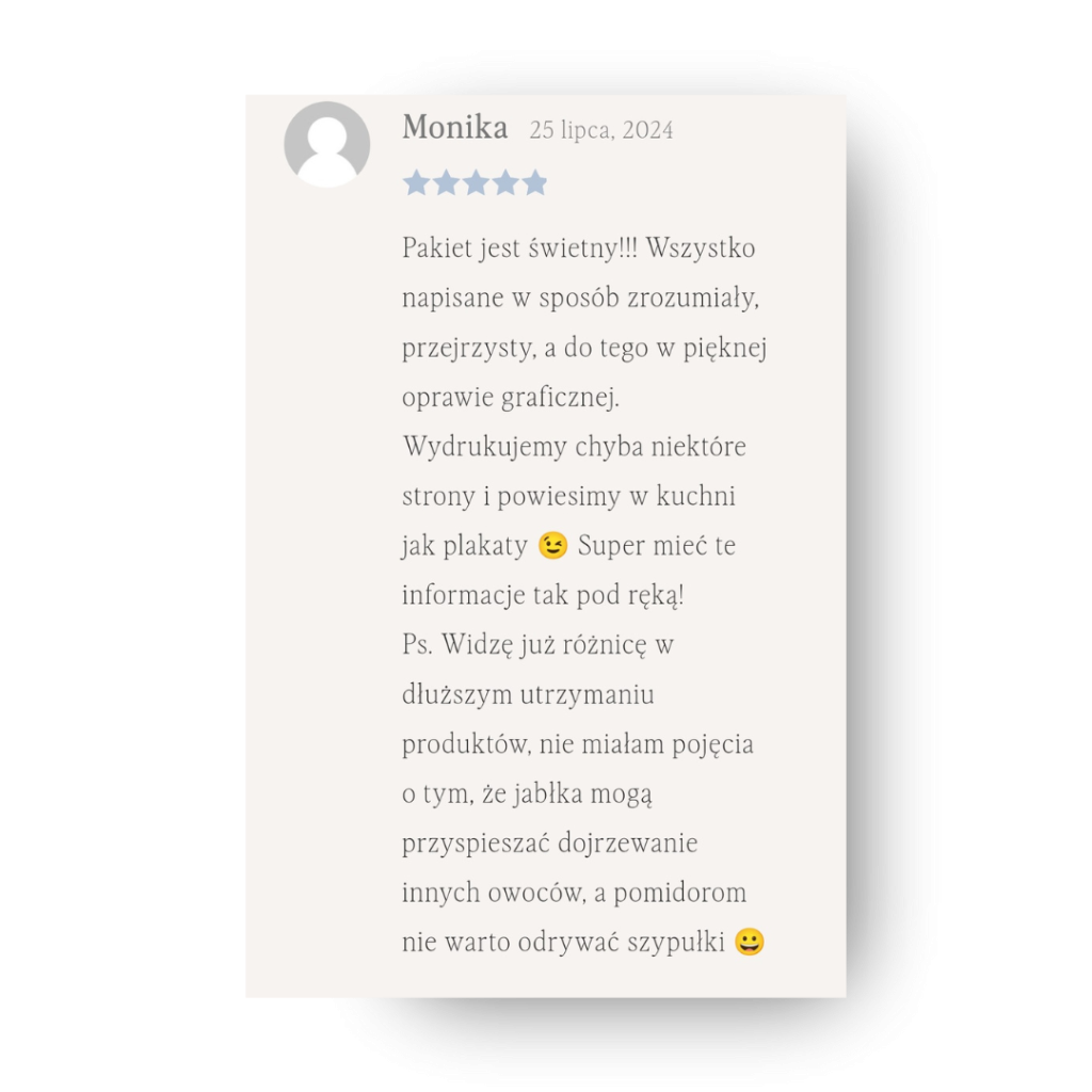 Monika o ebooku "Jak przechowywać warzywa i owoce?"