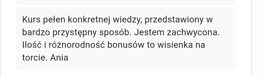 Ania - opinia z ankiety